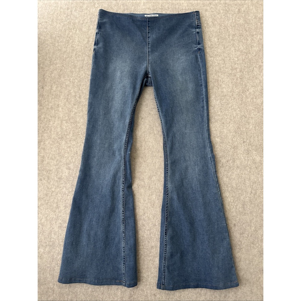We The Free Penny Pull-On Flare Jeans Womens 31 Blue Denim Stretch High Rise